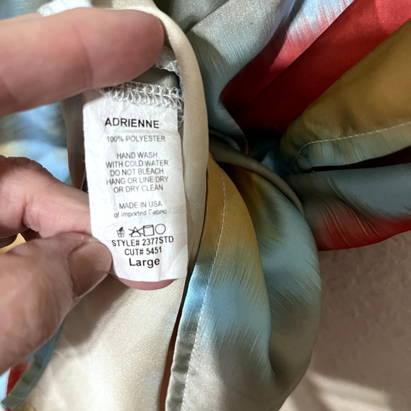 ADRIENNE Mod Kimono Satin Colorful Striped Caftan Top sz M Boho Retro USA - Picture 4 of 7